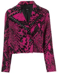 Pinko - Grisu Cropped-Jacke Aus Schlangen-Jacquard - Lyst