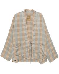 Uma Wang - Check-Pattern Tie-Fastening Jacket - Lyst