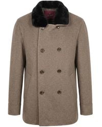 Montecore - Manteau Croisé À Col Fourrure Artificielle - Lyst