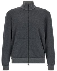 Brioni - Piqué Cotton Felpe Grigio-Uomo - Lyst