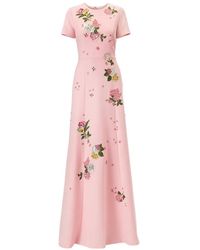 Carolina Herrera - Floral-Embroidered Maxi Dress - Lyst