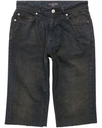 Balenciaga - Mid-Rise Washed-Denim Shorts - Lyst