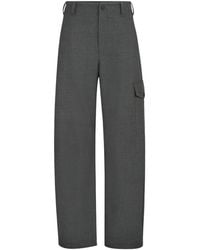 Brunello Cucinelli - Virgin Wool Twill Cargo Barrel Trousers With Monili - Lyst