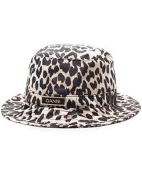 Ganni - Leopard-print Bucket Hat - Lyst
