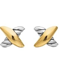 David Yurman - 18Kt And Sterling Petite X Stud Earrings (7.5Mm) - Lyst
