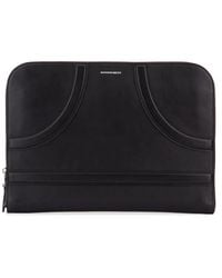McQueen - Logo-Stamp Leather Clutch - Lyst