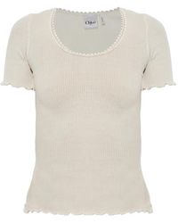 Chloé - Top De Canalé Con Ribete De Encaje - Lyst