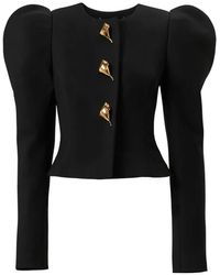 Carolina Herrera - Puff-Sleeve Calla Lily-Button Jacket - Lyst