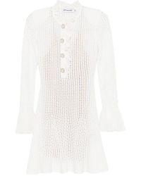 Self-Portrait - Vestido Corto Con Volantes Y Botones - Lyst