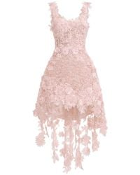 Gemy Maalouf - Floral-Appliqué Lace-Embroidered Asymmetric Dress - Lyst