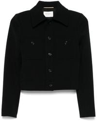 Saint Laurent - Wool Blend Bijgesneden Jas - Lyst