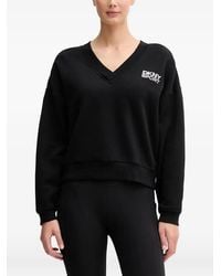 DKNY - V-Neck Logo-Print Sweatshirt - Lyst