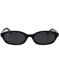 Burberry - Check-Pattern Oval-Frame Sunglasses - Lyst