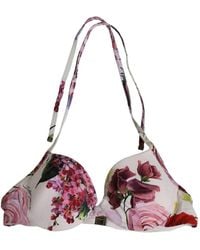 Dolce & Gabbana - Floral-Print Halterneck Bikini Top - Lyst
