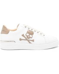 Philipp Plein - Skull-Patch Leather Sneakers - Lyst