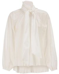 Max Mara - Pleated Neck-Bow Blouse - Lyst