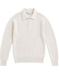 Brunello Cucinelli - Cashmere Vanisé English Rib Knit Polo Shirt With Half-Zip - Lyst