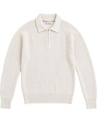 Brunello Cucinelli - Cashmere Vanisé English Rib Knit Polo Shirt With Half-Zip - Lyst