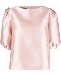 Alberta Ferretti - Pink Puff-sleeve Top - Lyst