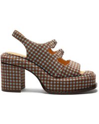 LILI CURIA - Edie Buckle Gingham Platform Heels - Lyst