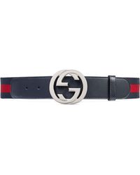 Gucci Double G Leather Belt in Red for 