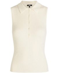 PAIGE - Ribbed-Knit Polo Top - Lyst