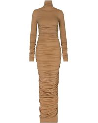 Dolce & Gabbana - Ruched Stretch-wool Maxi Dress - Lyst