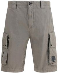 C.P. Company - Cotton Gabardine Lens Cargo Shorts - Lyst