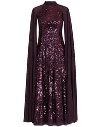 Needle & Thread - Sequin-Embellishment Cape-Sleeve Gown Maxi Dress - Lyst