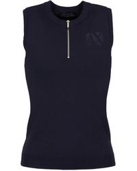 Armani Exchange - Logo-embroidered Ribbed-trim Top - Lyst