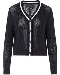 Iceberg - Logo-Pointelle Striped-Trim Cardigan - Lyst