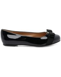 Ferragamo - Vara Bow Patent-Leather Ballet Flats - Lyst