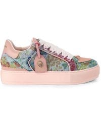 Kurt Geiger - Crystal-Embellished Floral-Print Sneakers - Lyst