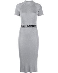Karl Lagerfeld - Lurex Logo-waist Ribbed Dress - Lyst