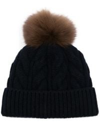 Moncler - Cable-Knit Pompom Beanie Hat - Lyst