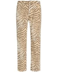 GOOD AMERICAN - Tiger-Print Denim Trousers - Lyst