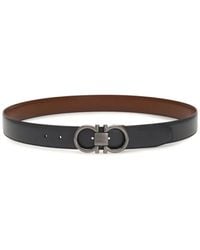 Ferragamo - Cintura Con Logo Caratteristico Gancini Reversibile - Lyst