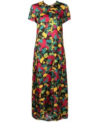 La DoubleJ - Swing Floral-Print Silk Midi Dress - Lyst