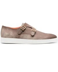 Santoni - Bankable Suede Monk Shoes - Lyst