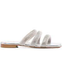 Casadei - Crystal-embellished Flat Sandals - Lyst
