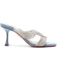 Aquazzura - Gatsby 75Mm Denim Mules - Lyst