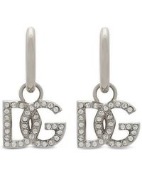 Dolce & Gabbana - Logo-Charm Polished Hoop Earrings - Lyst