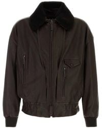 Giorgio Armani - Shearling-Collar Leather Jacket - Lyst
