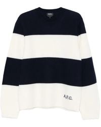 A.P.C. - Striped Crew-Neck Sweater - Lyst