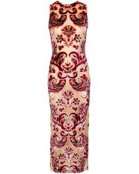 Etro - Baroque-pattern Velvet Midi Dress - Lyst