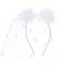 Damen Accessoires Haarbänder Maison Michel Haarreif Aus Satin Mit Mesh-besatz in Weiß Haarspangen und Haarschmuck 