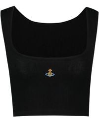 Vivienne Westwood - Orb-Embroidered Ribbed Crop Top - Lyst