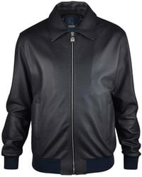 Billionaire - Logo-Plaque Leather Jacket - Lyst