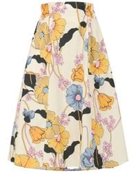 Marni - Flared Midi-Rok Met Bloem - Lyst