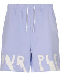 Purple Brand - Logo-Print Raw-Edge Shorts - Lyst